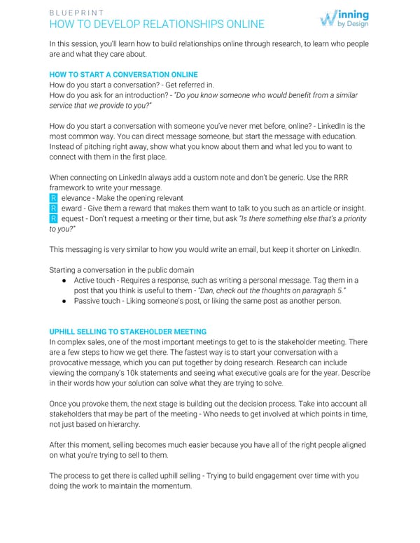 Blueprint | 05 How To Develop Relationships Online - Page 1